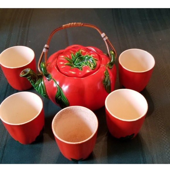 Vintage Maruhon Ware Tomato Teapot Set